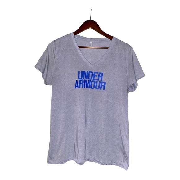 Under Armour Women Short Sleeve VNeck Stretch Tee Shirt L Gym Workout Athleisure - Picture 1 of 5